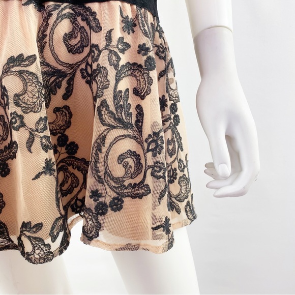 For Love & Lemons Size S Pink & Black Floral Off the Shoulder CLEMENCE Dress - Picture 6 of 11